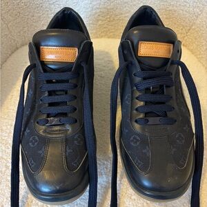 Louis Vuitton Leather Sneakers Shoes Navy Blue